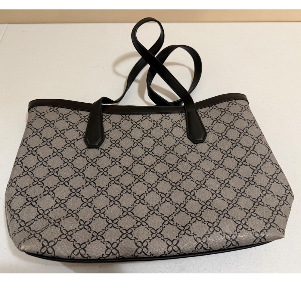 Nine West Tote Bag Grey Black Monogram Logo Shoulder Bag